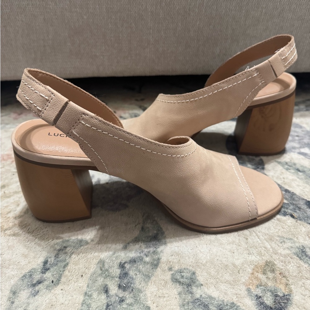 Lucky Brand Tan Slingback Block Heel Sandals